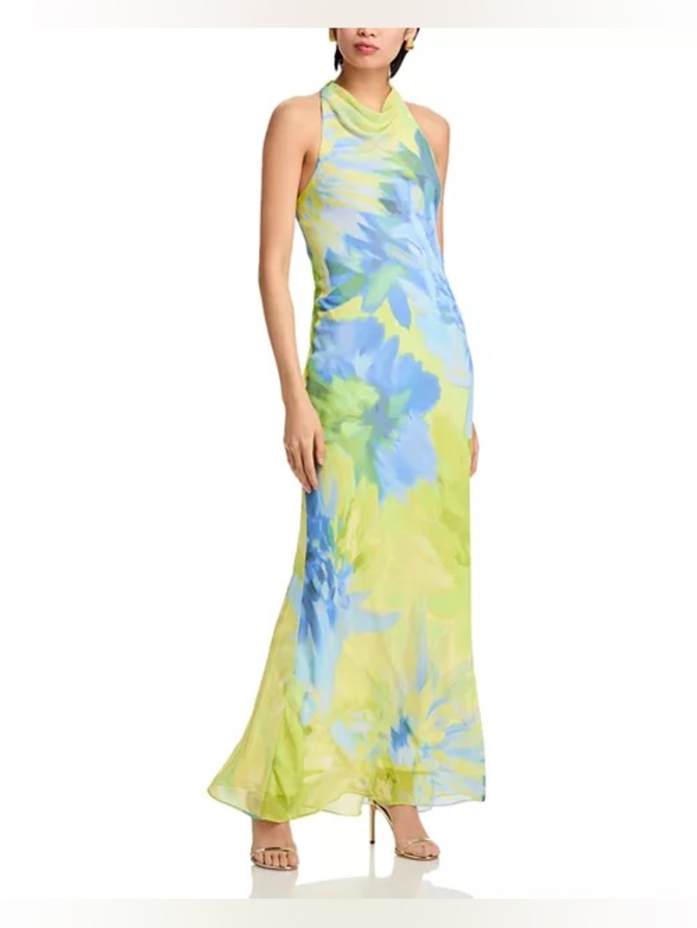 AQUA
Printed Chiffon Maxi Dress